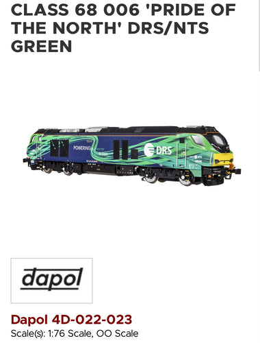 Dapol DA4D-022-023S DCC sound class 68 no. 68006 ‘Pride of the North’ DRS / NTS green (Copy)